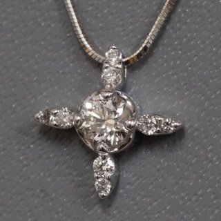 公式ショップ】 シェル・ダイヤモンド0.25ct K18WG枠 ブローチ兼